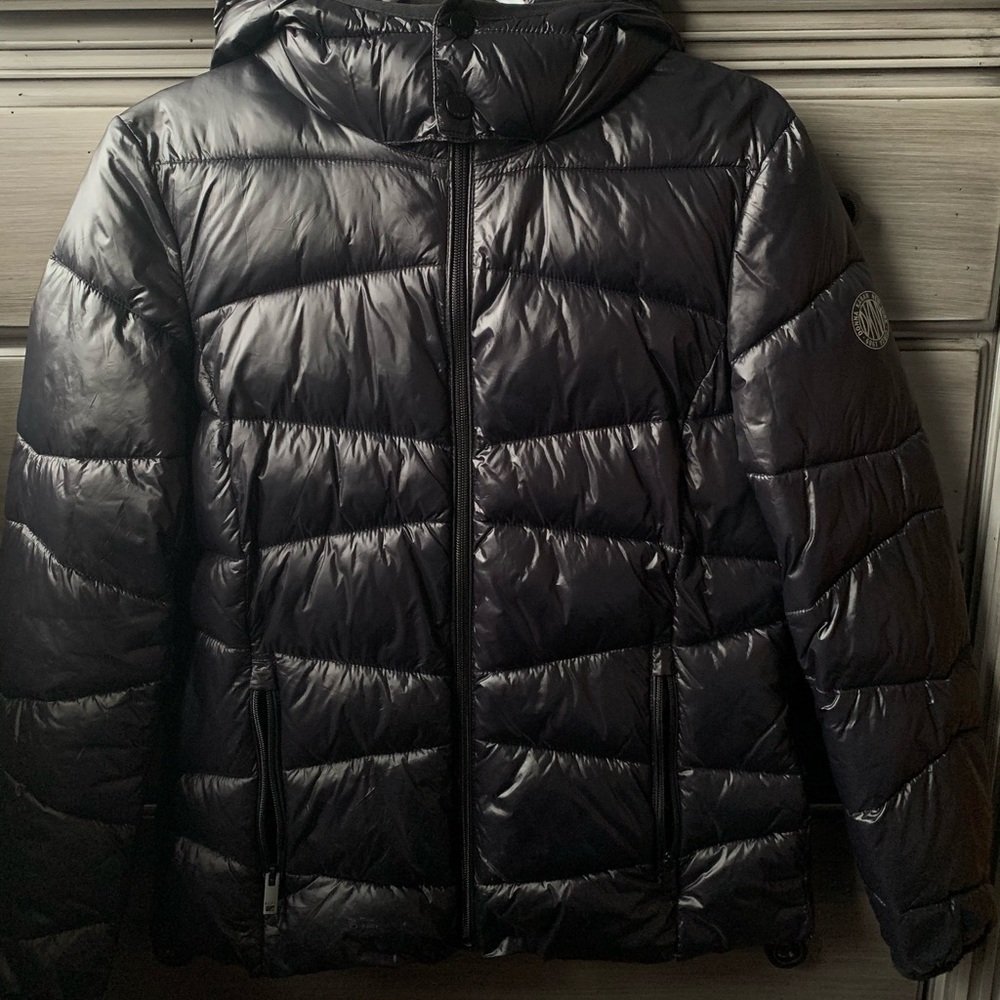DKNY black hooded puffer jacket